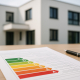 Energy efficiency certificate showing improved rating after SATE thermal insulation system installation