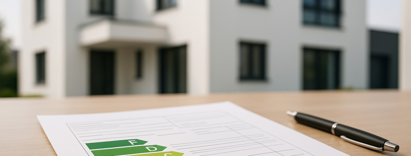 Energy efficiency certificate showing improved rating after SATE thermal insulation system installation
