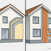 Comparison of different thermal insulation systems for residential buildings showing SATE exterior system