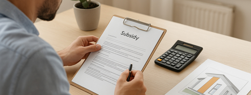 Government subsidies and financial aid documentation for SATE thermal insulation system installation